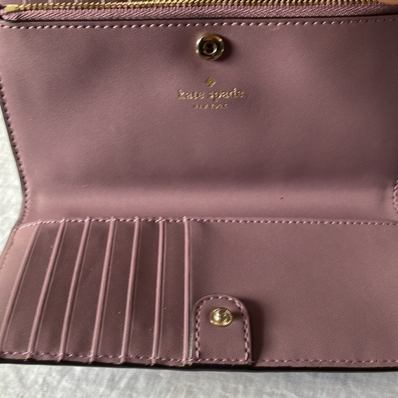 Kate Spade: Plum Purple Leather Bifold Card Wallet- Snap Closure - Picture 7 of 16